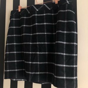 Black and white plaid wool skirt